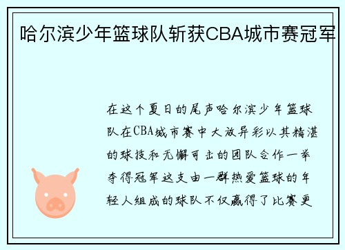 哈尔滨少年篮球队斩获CBA城市赛冠军